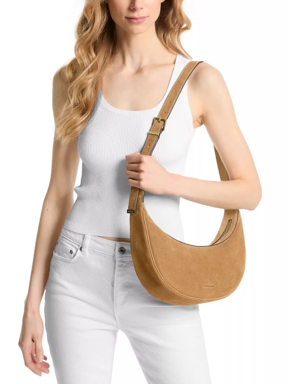 Michael Kors Avra Medium Suede Convertible Sling Crossbody Bag – Camel / Brown
